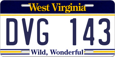 WV license plate DVG143