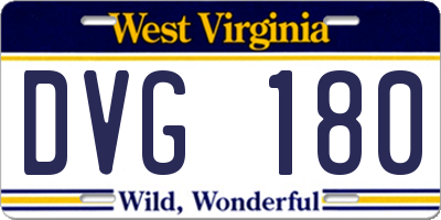 WV license plate DVG180