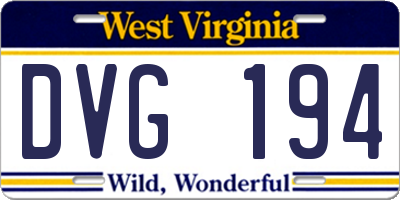 WV license plate DVG194