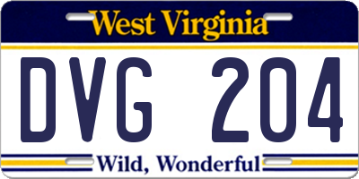 WV license plate DVG204