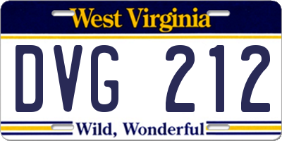 WV license plate DVG212