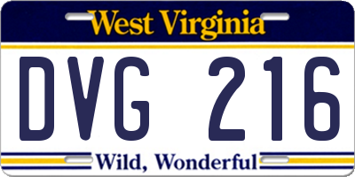 WV license plate DVG216