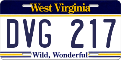 WV license plate DVG217