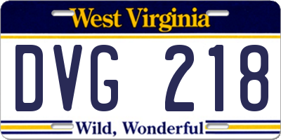 WV license plate DVG218