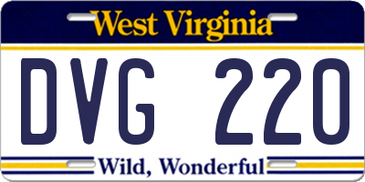 WV license plate DVG220
