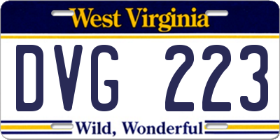WV license plate DVG223