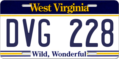WV license plate DVG228