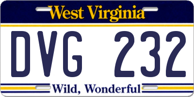 WV license plate DVG232