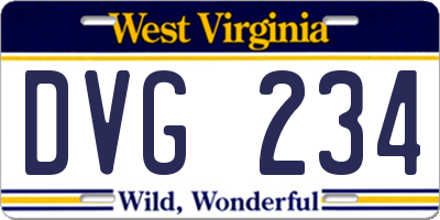 WV license plate DVG234
