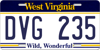 WV license plate DVG235
