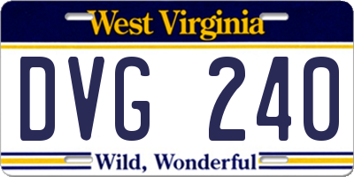 WV license plate DVG240