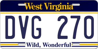 WV license plate DVG270