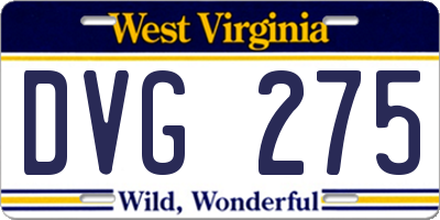 WV license plate DVG275