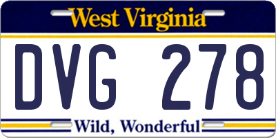 WV license plate DVG278