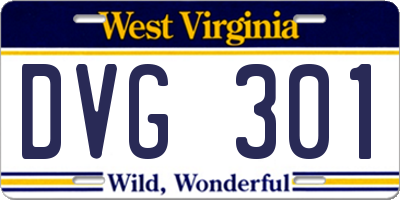 WV license plate DVG301