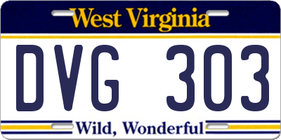 WV license plate DVG303