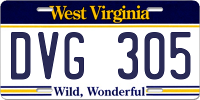 WV license plate DVG305