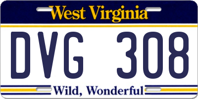 WV license plate DVG308