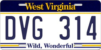WV license plate DVG314