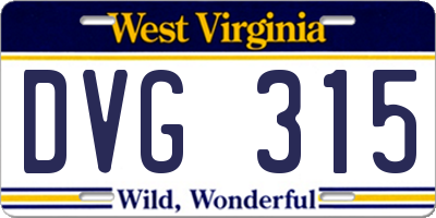 WV license plate DVG315