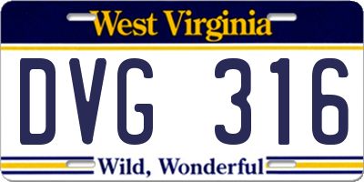 WV license plate DVG316