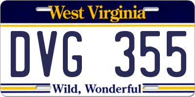 WV license plate DVG355
