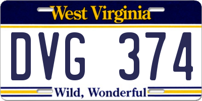 WV license plate DVG374