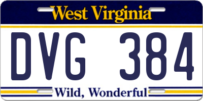 WV license plate DVG384