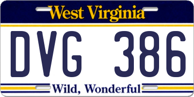 WV license plate DVG386