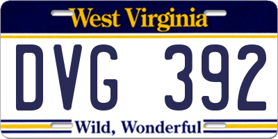 WV license plate DVG392