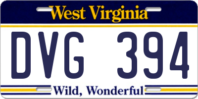 WV license plate DVG394