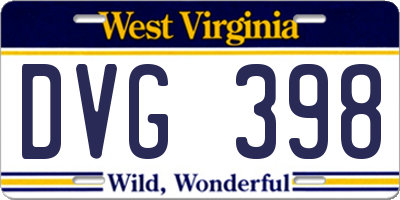 WV license plate DVG398