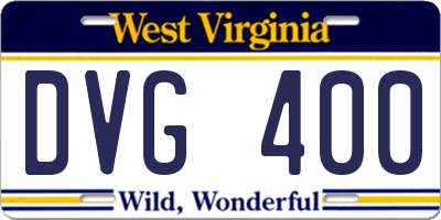WV license plate DVG400