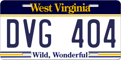 WV license plate DVG404
