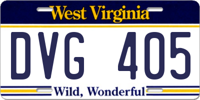 WV license plate DVG405