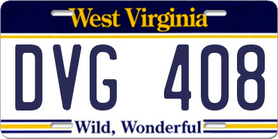 WV license plate DVG408