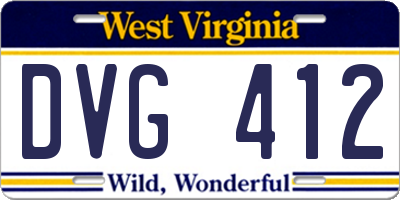 WV license plate DVG412