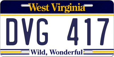 WV license plate DVG417