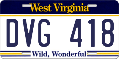 WV license plate DVG418