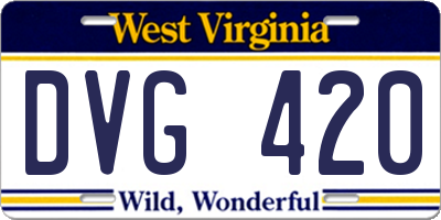 WV license plate DVG420