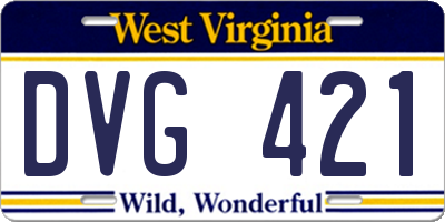 WV license plate DVG421