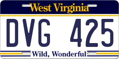 WV license plate DVG425