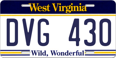 WV license plate DVG430