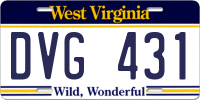 WV license plate DVG431