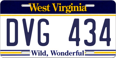 WV license plate DVG434