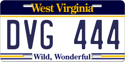 WV license plate DVG444