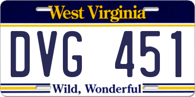 WV license plate DVG451