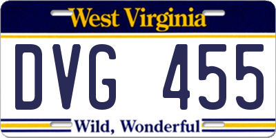WV license plate DVG455