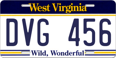 WV license plate DVG456
