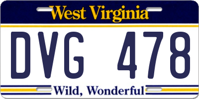 WV license plate DVG478